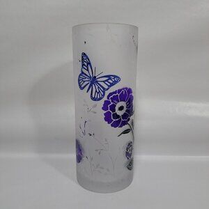 Lenox Frosted Butterfly Meadow Vase 10 Inch Wildflower Butterfly Print Glass